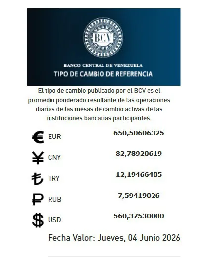 dólar 560 37 bolívares jueves 4 de junio