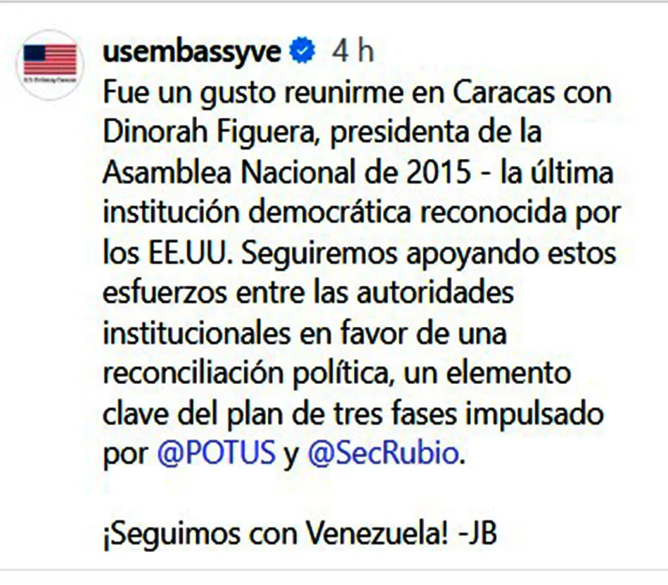 EEUU reafirma respaldo a la Asamblea Nacional de 2015