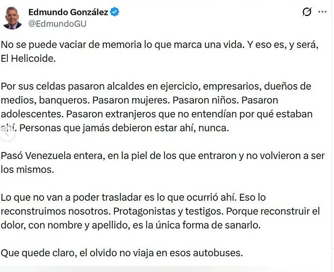 Edmundo González ante el desalojo de El Helicoide