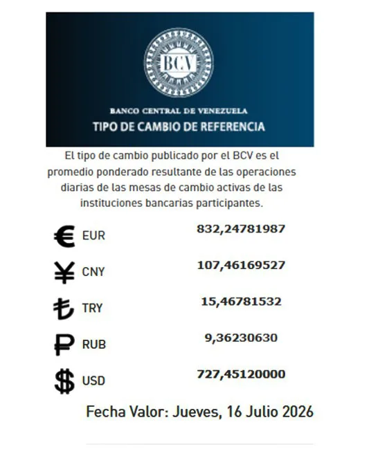 BCV  jueves 16 de julio