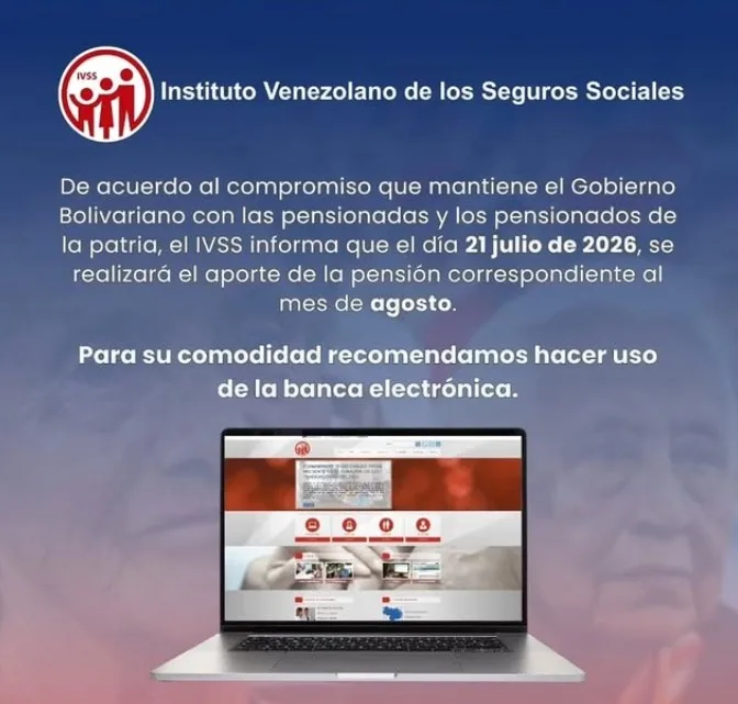 IVSS confirma pago para los pensionados